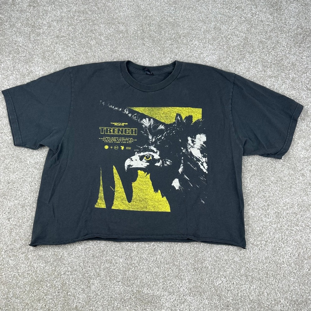 Twenty One Pilots Trench Band Tee Shirt M Black Cotton Cropped Vulture Emo Rock